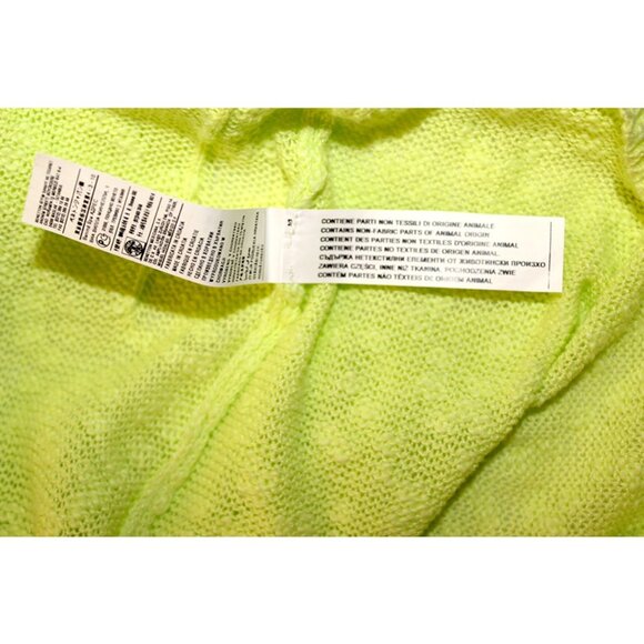 BENETTON Lime Knit Popcorn Cardigan, Off-Shoulder 2010s Y2K Revival - Picture 8 of 11